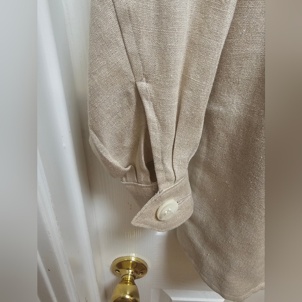 Perry Ellis Portfolio Men’s Linen Cardigan Size P | Beige | 100% Linen | Pockets - Picture 5 of 11